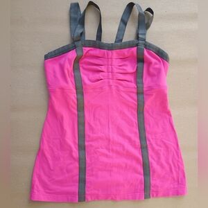 Lululemon Insight Double Strap Tank Top Womens 8 Pink Magenta Ruched Straps Gym